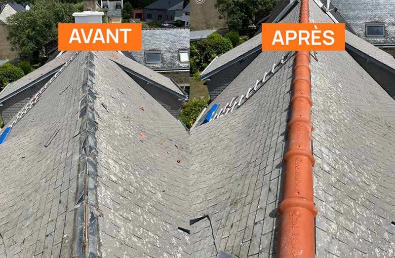 Travaux de couverture et zinguerie - DEBARRE COUVERTURE 56 : artisan couvreur zingueur dans le Morbihan (56) : Travaux de couverture et faîtage en neuf et en rénovation. Dépannage urgent de fuite sur toit ! Pose et rénovation de toiture en zinc et des différents éléments de zinguerie : gouttière, corniche, bande de rives …. intervention dans le Morbihan (56)