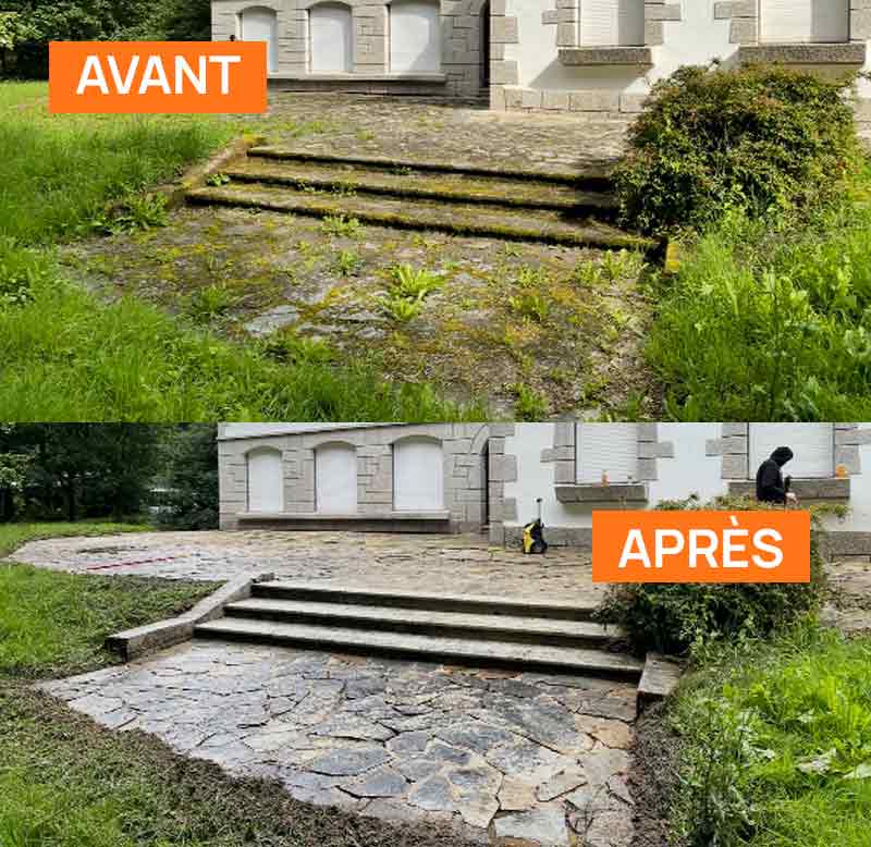 Nettoyage des extérieurs : DEBARRE COUVERTURE 56 :  intervention dans le Morbihan (56). ... Nettoyage et traitement anti-mousse des extérieurs sur pavé, dallage, allée, muret, terrasse …intervention dans le Morbihan (56)
