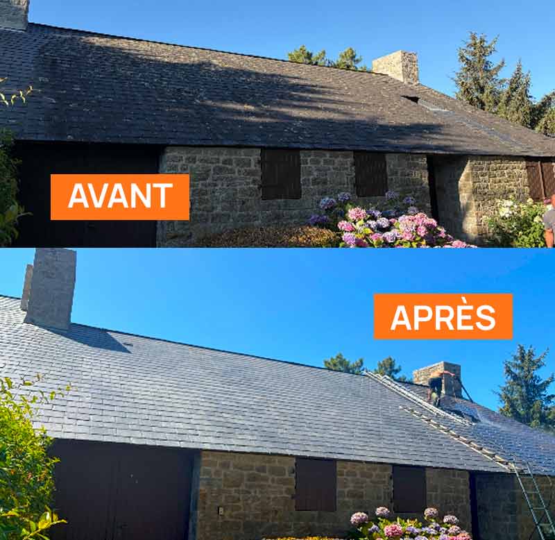 Nettoyage et peinture hydrofuge toiture -  DEBARRE COUVERTURE 56 : artisan couvreur dans le Morbihan (56).... nettoyage, démoussage, traitement anti-mousse toiture. peinture hydrofuge toiture.  intervention dans le Morbihan (56)