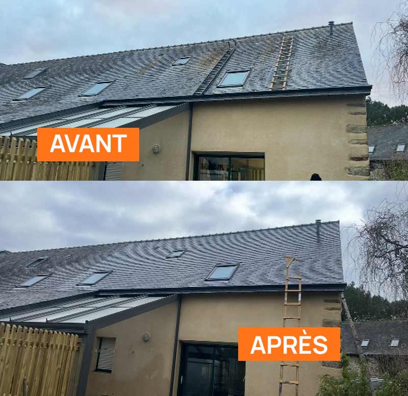 Nettoyage et peinture hydrofuge toiture -  DEBARRE COUVERTURE 56 : artisan couvreur dans le Morbihan (56).... nettoyage, démoussage, traitement anti-mousse toiture. peinture hydrofuge toiture.  intervention dans le Morbihan (56)